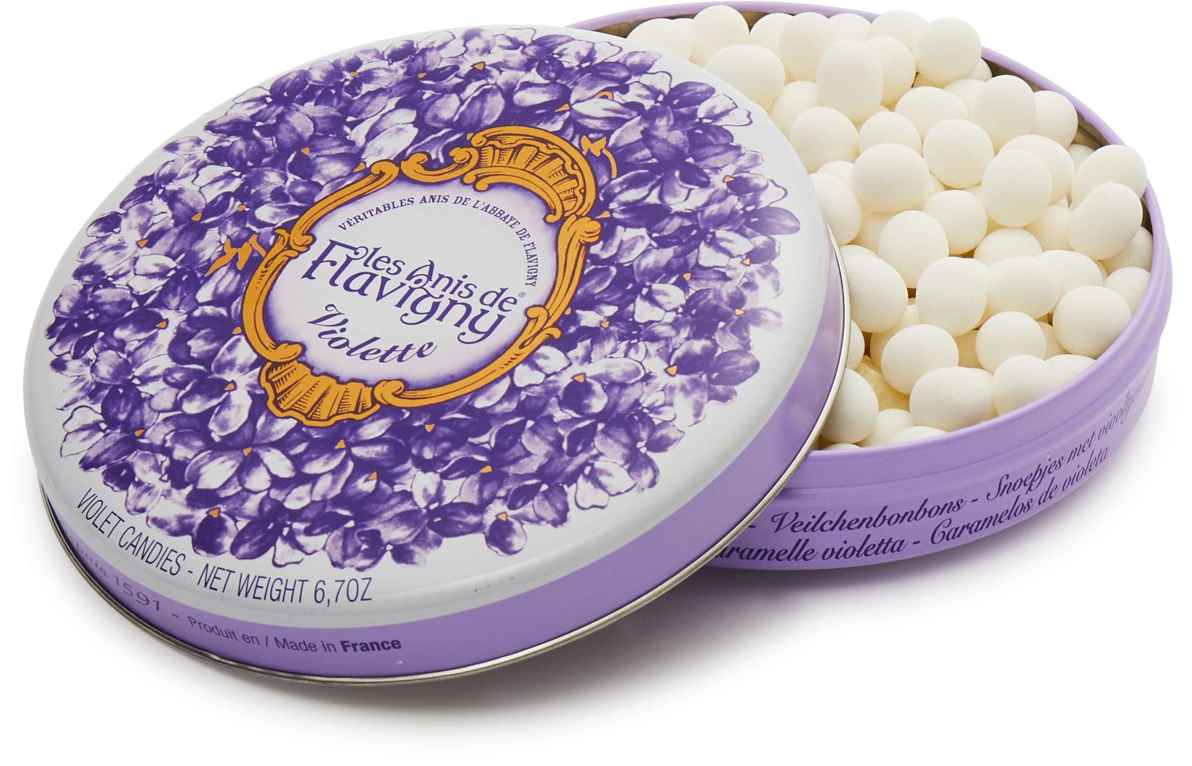 French Anis de Flavigny Violette Bonbons, 190g tin