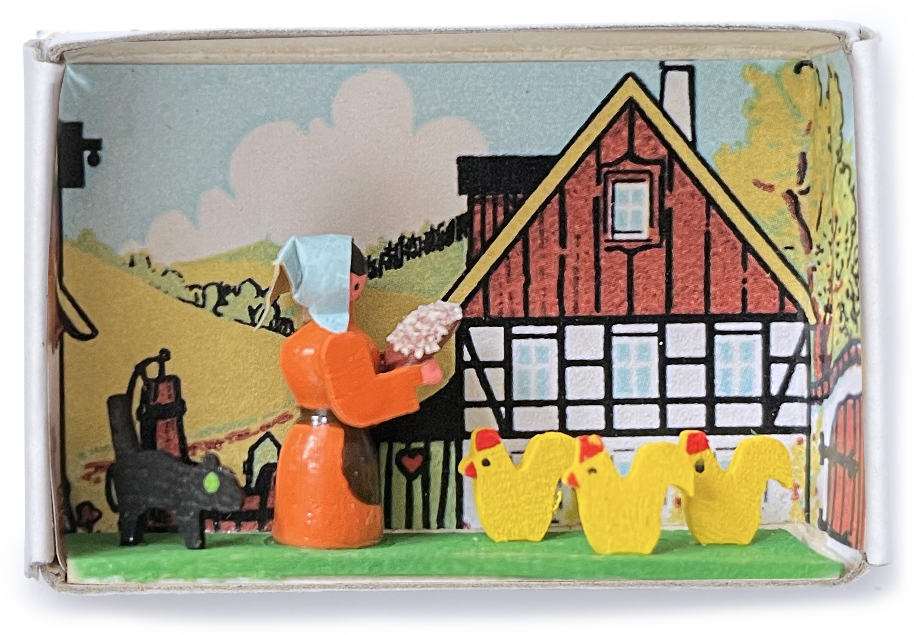 Wooden Miniature Matchbox Diorama, Farmyard