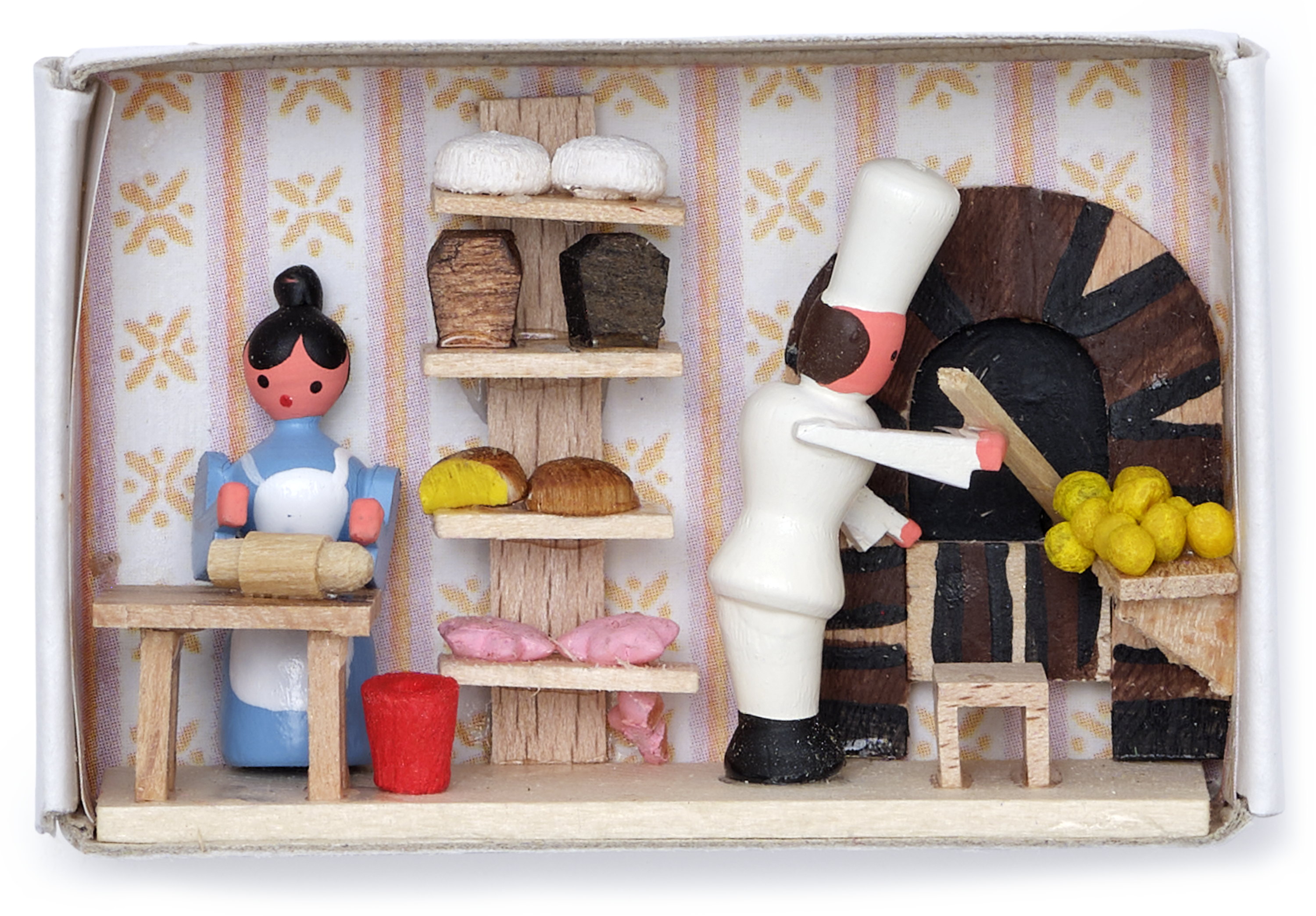 Wooden Miniature Matchbox Diorama, Bakery
